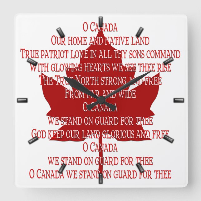 Canada Clock Canadian Anthem Souvenir Clock (Front)