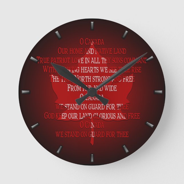 Canada Clock Canadian Anthem Souvenir Clock (Front)