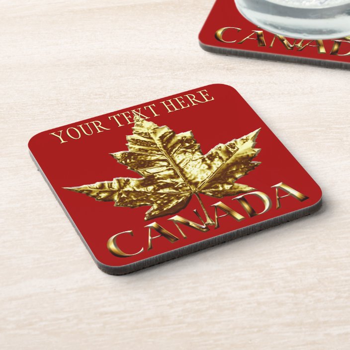 Canada Coasters Personalised Gold Canada Coaster Zazzle.co.uk