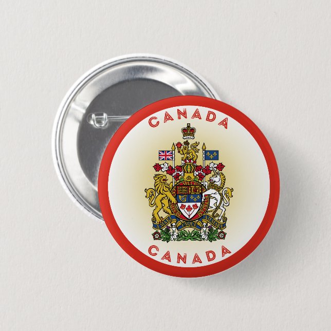 Canada Coat of Arms Circle Shape 6 Cm Round Badge (Front & Back)