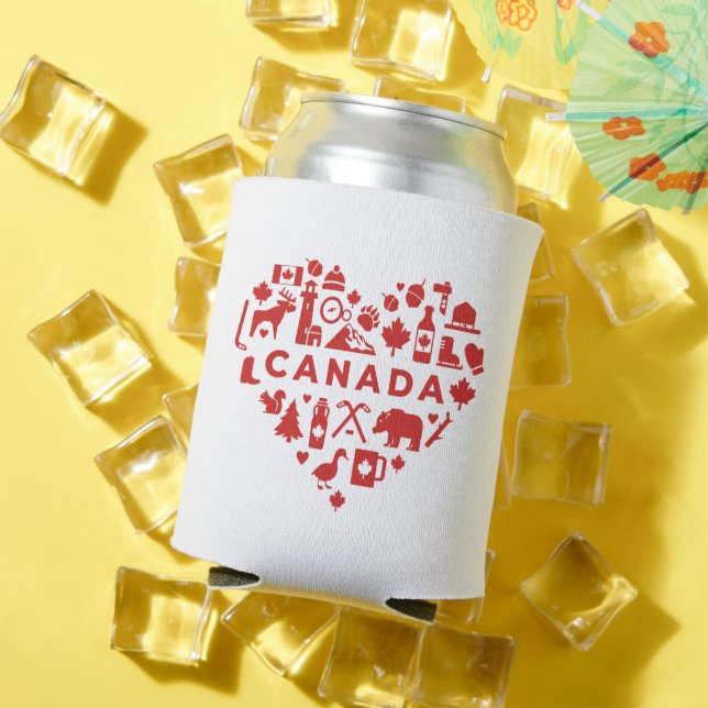 Canada Collage Heart Can Cooler (In Situ Summer)