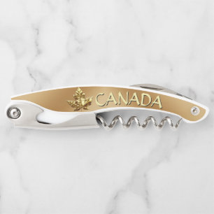 Canada Corkscrew Gold Canada Custom Bottle Opener