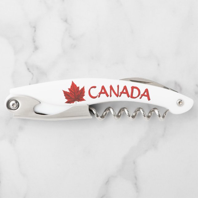 Canada Corkscrew Maple Leaf Bottle Opener (Front)