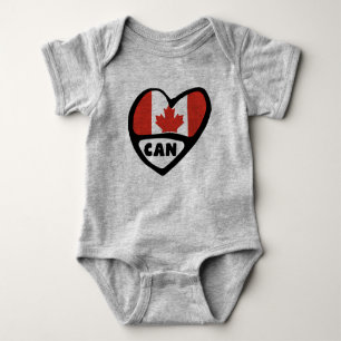 Canada Country Code Flag Heart, CAN Baby Bodysuit