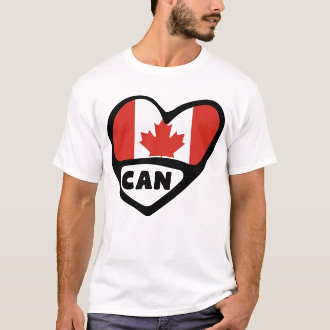 Canada Country Code Flag Heart, CAN T-Shirt (Front)