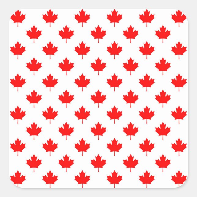 canada country flag symbol maple leaf pattern text square sticker (Front)