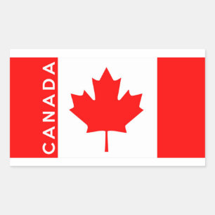 canada country flag symbol name text rectangular sticker
