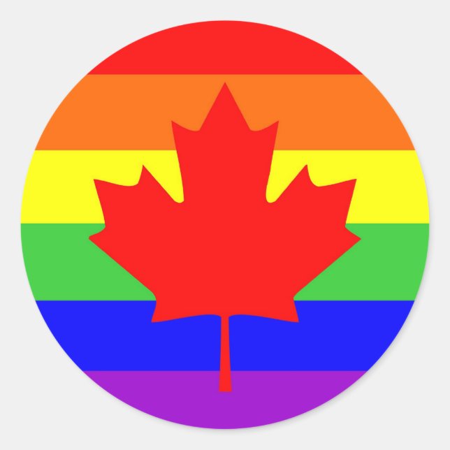 canada country gay proud rainbow flag classic round sticker (Front)
