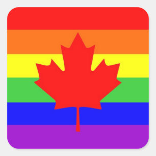 canada country gay proud rainbow flag square sticker