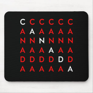 Canada Crossword Puzzle Grid Dark Colour Mouse Mat