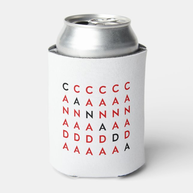 Canada Crossword Puzzle Grid Light-Colour Can Cooler (Can Front)