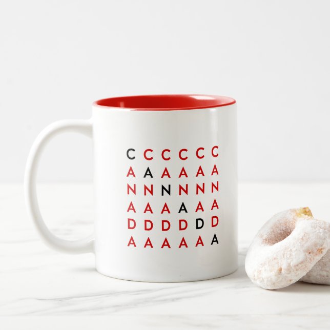 Canada Crossword Puzzle Grid Light-Colour Two-Tone Coffee Mug (With Donut)