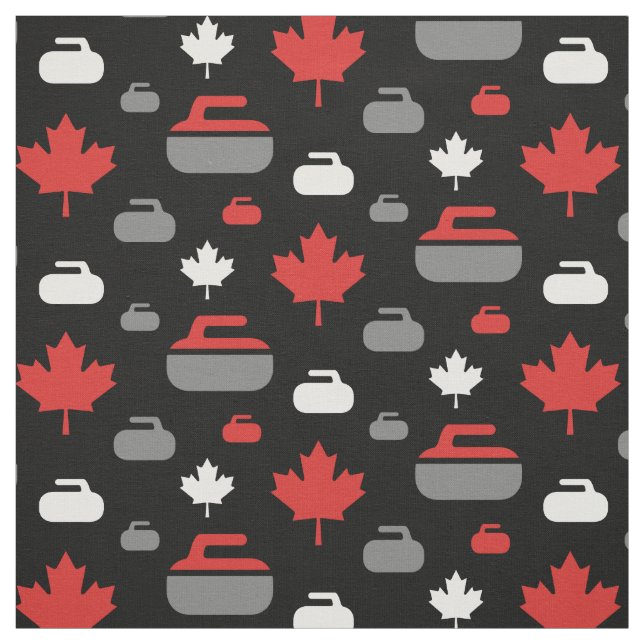 Canada Curling Rocks Fabric (Swatch)