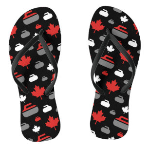 Canada Curling Rocks Flip Flops