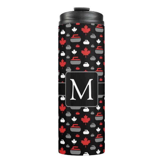 Canada Curling Rocks Thermal Tumbler with Monogram (Front)