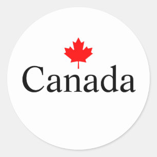 Canada custom text with red maple leaf classic round sticker