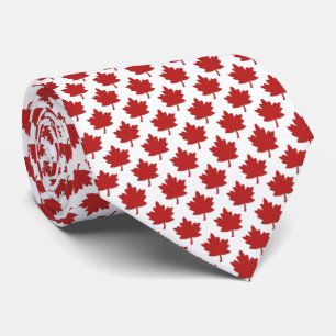 Canada Dark Red Maple Leaf White Tie