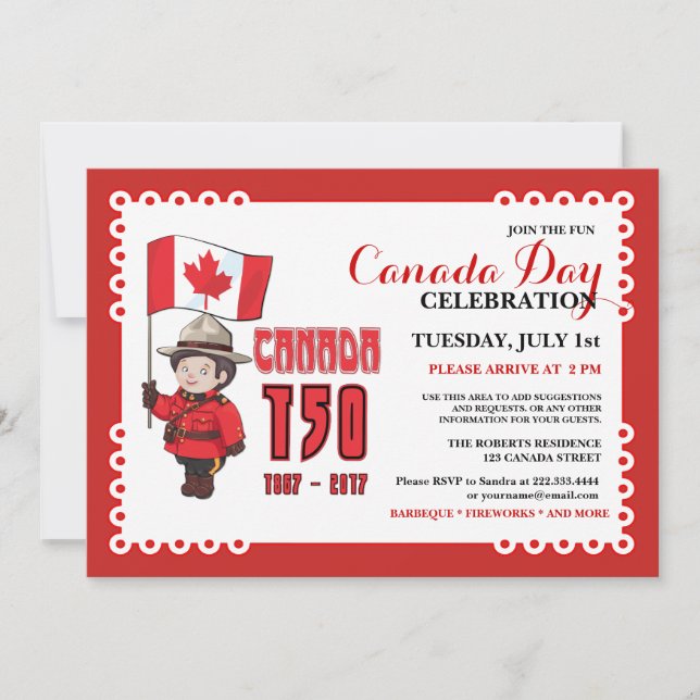 Canada Day 150 BBQ Celebration Invitation (Front)