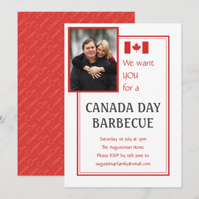 CANADA DAY BBQ BARBECUE Customisable PHOTO Invitation (Front/Back)