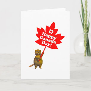 Canada Day Beaver and Maple Leaf Card