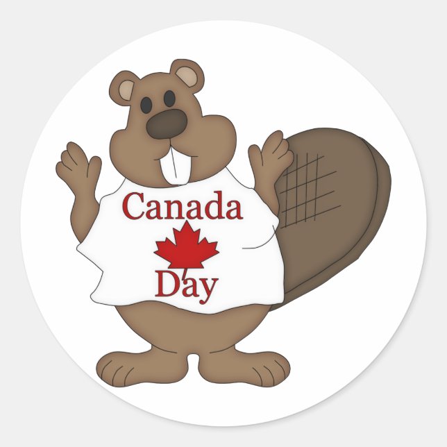Canada Day Beaver Tees and Gifts Classic Round Sticker (Front)