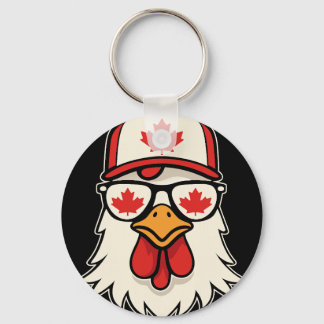 Canada Day Canadian Flag Maple Leaf Chicken Sungle Key Ring