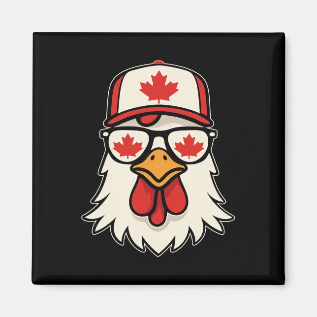 Canada Day Canadian Flag Maple Leaf Chicken Sungle Magnet (Front)