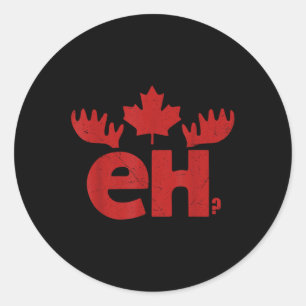 Canada Day Canadian Flag Maple Leaf Moose Eh Canad Classic Round Sticker