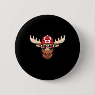 Canada Day Canadian Flag Maple Leaf Moose Sungles 6 Cm Round Badge