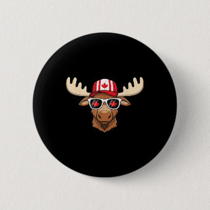 Canada Day Canadian Flag Maple Leaf Moose Sungles 6 Cm Round Badge