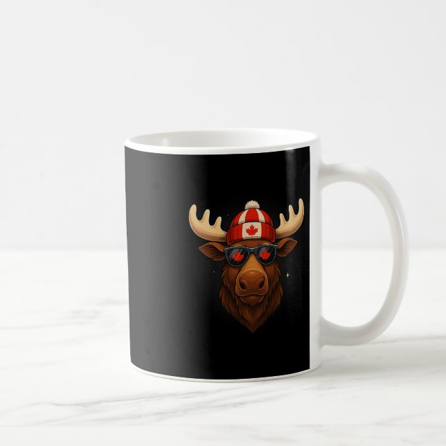 Canada Day Canadian Flag Maple Leaf Moose Sungles  Coffee Mug (Right)