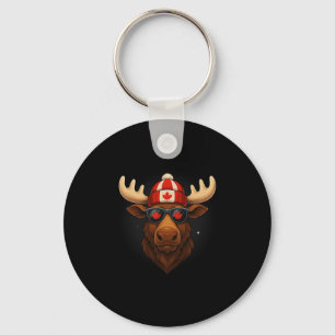 Canada Day Canadian Flag Maple Leaf Moose Sungles Key Ring