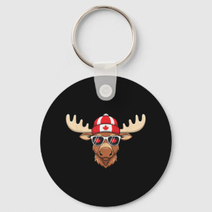 Canada Day Canadian Flag Maple Leaf Moose Sungles Key Ring