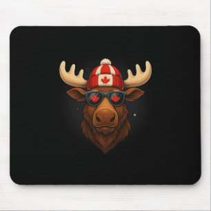 Canada Day Canadian Flag Maple Leaf Moose Sungles Mouse Mat