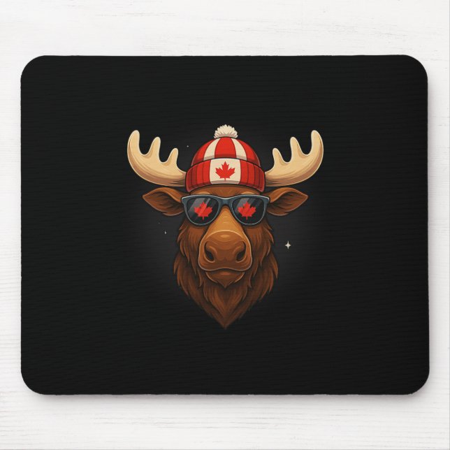 Canada Day Canadian Flag Maple Leaf Moose Sungles  Mouse Mat (Front)