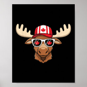 Canada Day Canadian Flag Maple Leaf Moose Sungles Poster