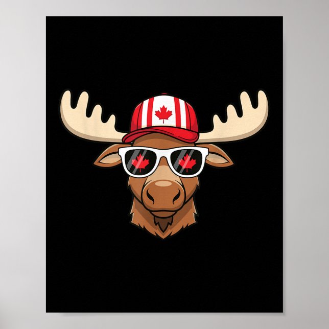 Canada Day Canadian Flag Maple Leaf Moose Sungles  Poster (Front)