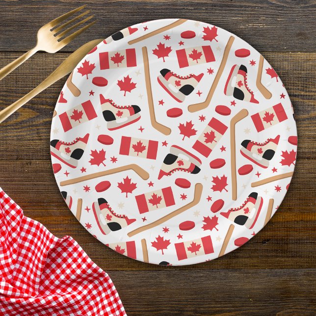 Canada Day Canadian Hockey Paper Plate (Creator Uploaded)