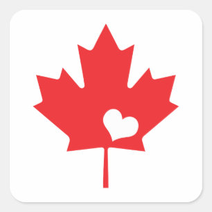 Canada Day Canadian Maple Leaf and Heart Square Sticker