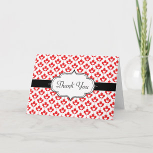 Canada Day Canadian Maple Leaf and Heart Thank You Card