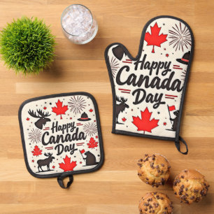 Canada Day Fun Vibes Oven Mitt & Pot Holder Set