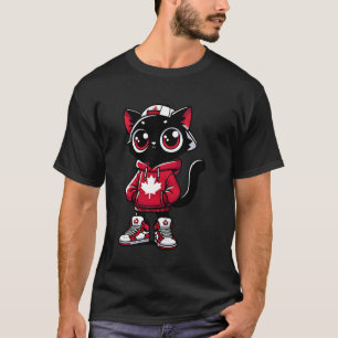 Canada Day Funny Cute Black Cat Canada Flag Kids G T-Shirt