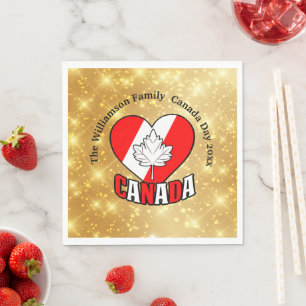 Canada Day Gold Party Personalise Name Year Napkin