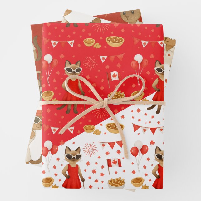 Canada Day Golf Gear for Cat Lovers Wrapping Paper Sheet (In situ)