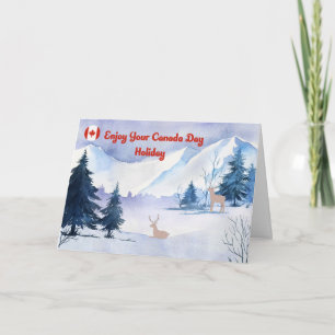 Canada Day Holiday Card Mountains with Deer