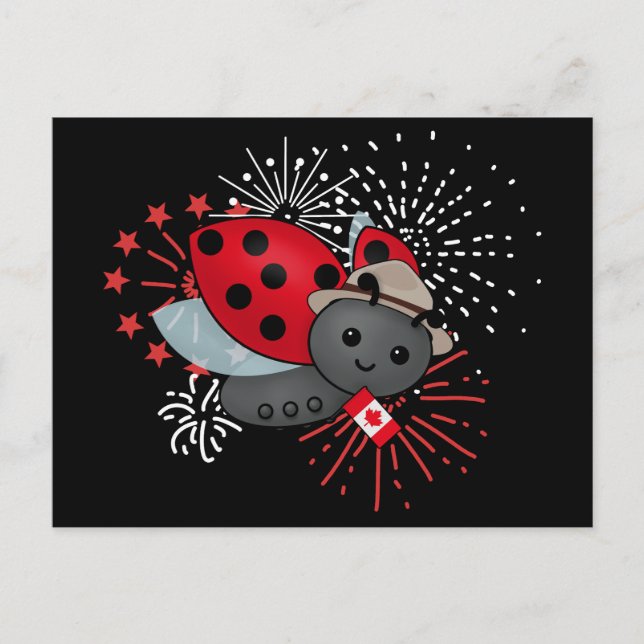 Canada Day Ladybug T-Shirt Postcard (Front)