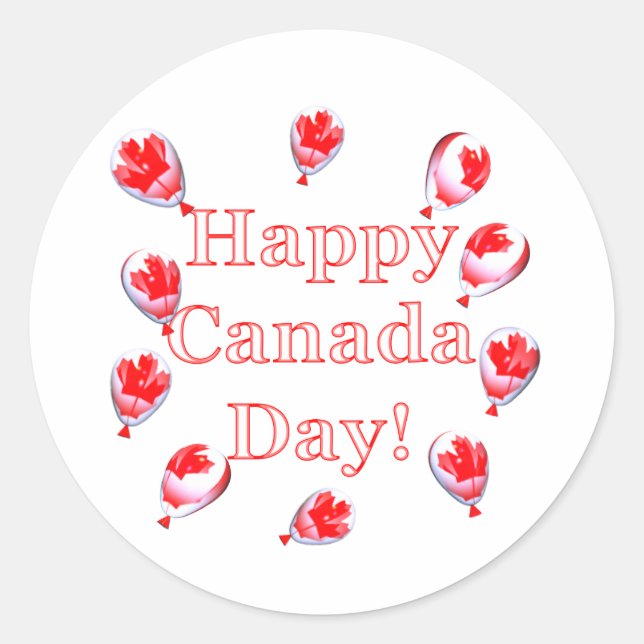 Canada Day Maple Leaf Balloons Classic Round Sticker (Front)