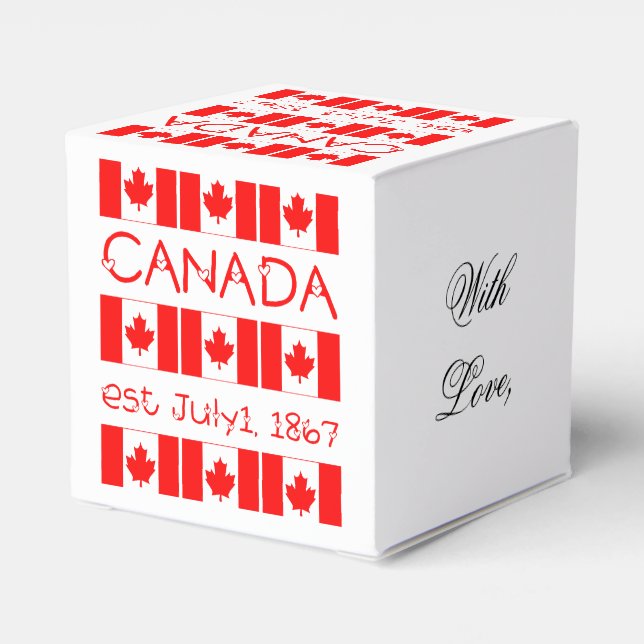 Canada Day Maple Leaf Canadian Flag Typography Favour Box (Back Side)