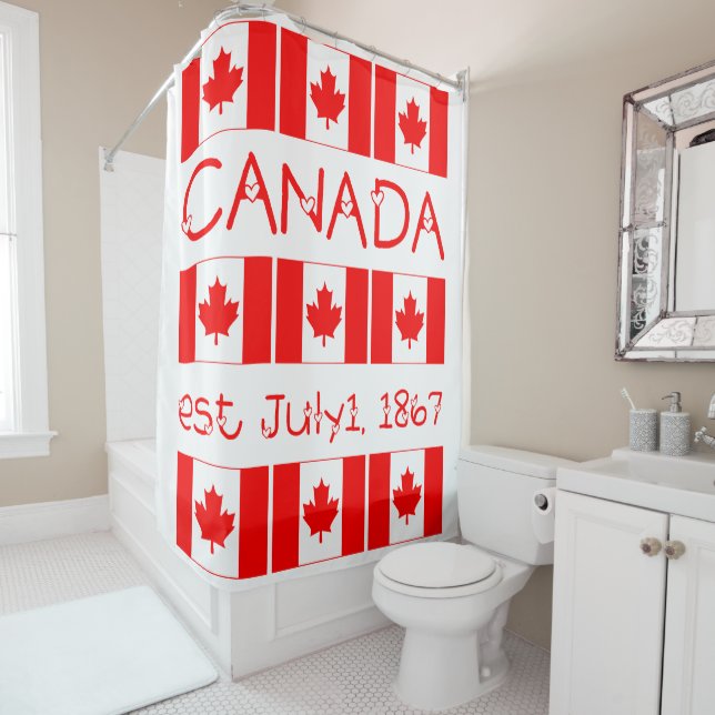 Canada Day Maple Leaf Flag of Canada Shower Curtain (In Situ)