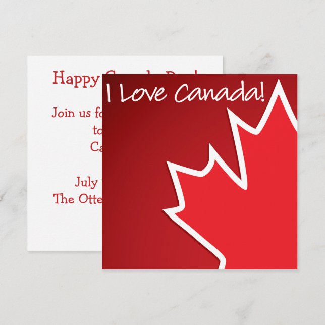 Canada Day Maple Leaf Invitation (Front/Back)